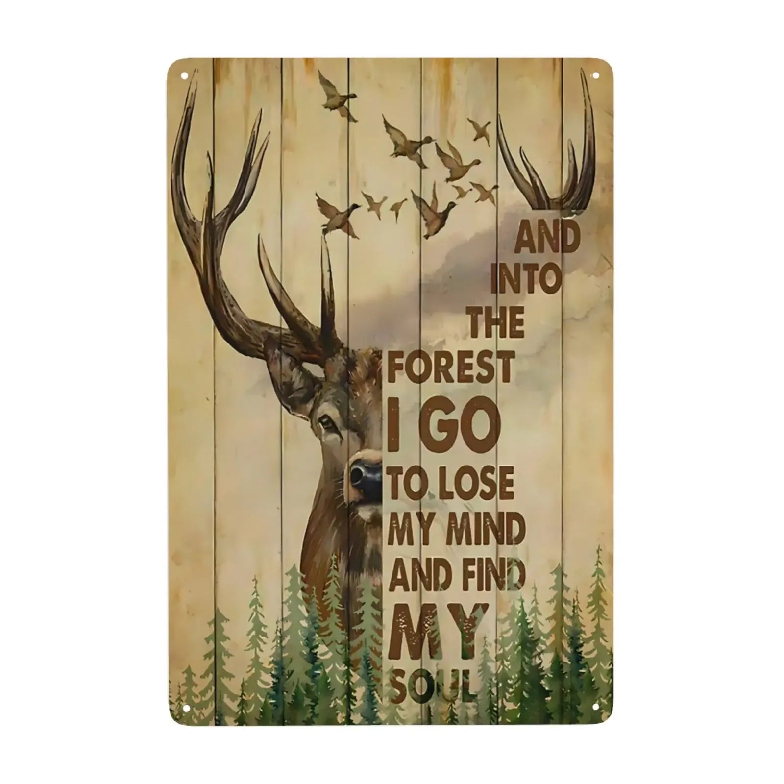 1pc, Hunting Signs for Room Hunter's Prayer Bear Deer Bird Metal Sign Decor Wall Art for Men Home Bar Garage Bathroom 12x8 In