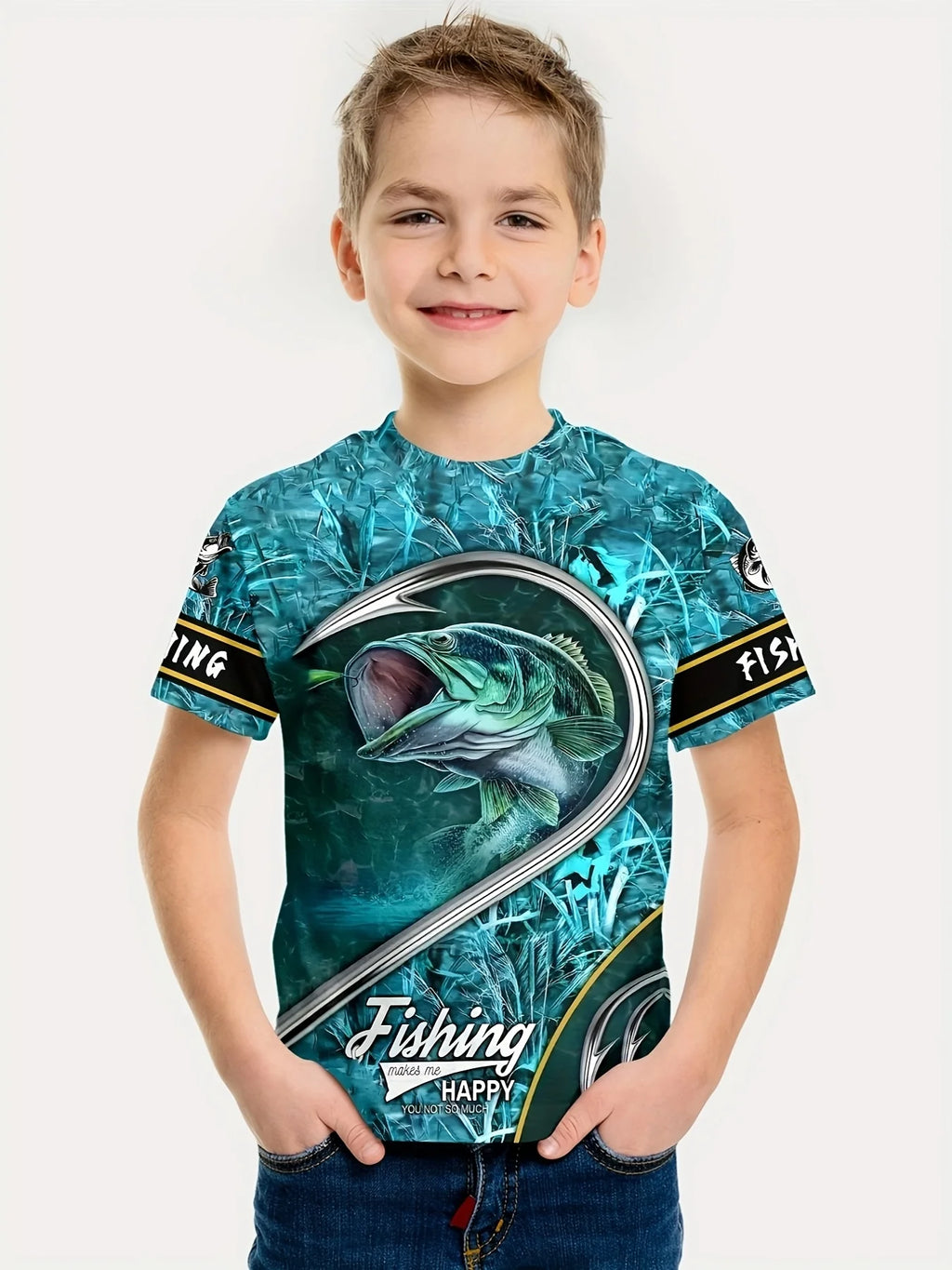 Fish Graphic T-Shirts for Children Short Sleeve Tees Fish Club Wear Oversized T-Shirt Outdoor Fishing Clothing Children T-Shirt