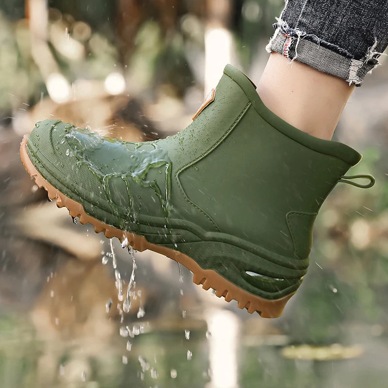 Men's & Woman's Rain Boots Outdoor Wear-Resistant Mountaineering Fishing Non-Slip Short-Tube Waterproof Water Shoes Rain Boots