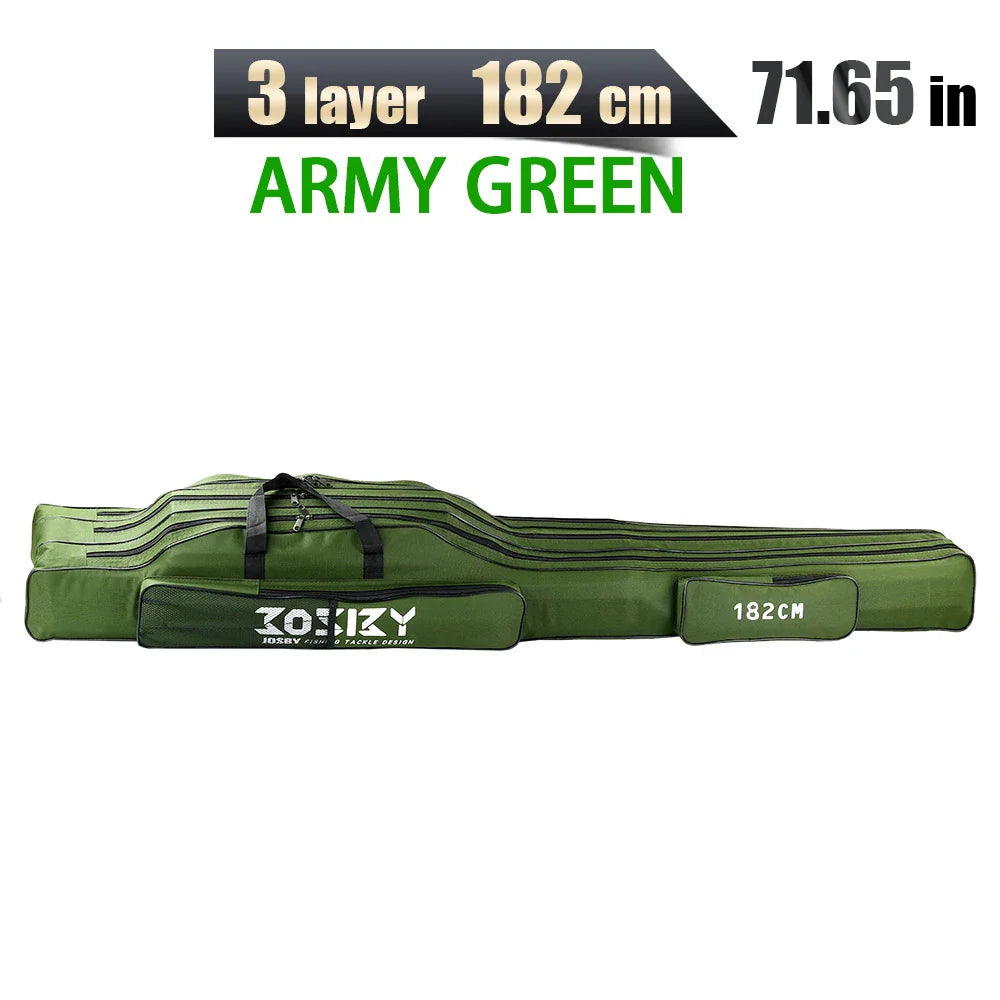 Portable Foldable Fishing Rod Bag Case - Waterproof Oxford Rod Carrier with Reel Storage, 122 / 152 / 182 cm (48 / 60 / 72 in)