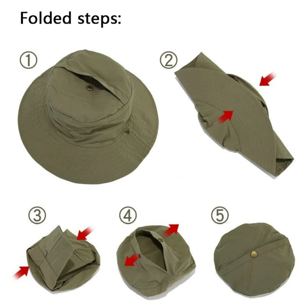 Foldable Fisherman's Hat Lightweight Quick-Drying Unisex Large Brim for Breathable Sun Protection for Outdoor Hiking Fishing