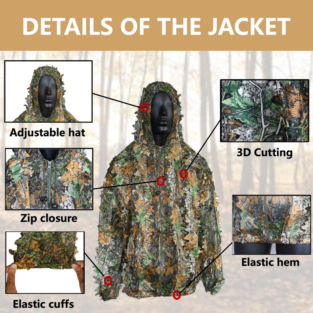 Camouflage Leaf 3D Camouflage Clothing, Outdoor Hunting Camouflage Suit, Cs Game, Halloween Costume