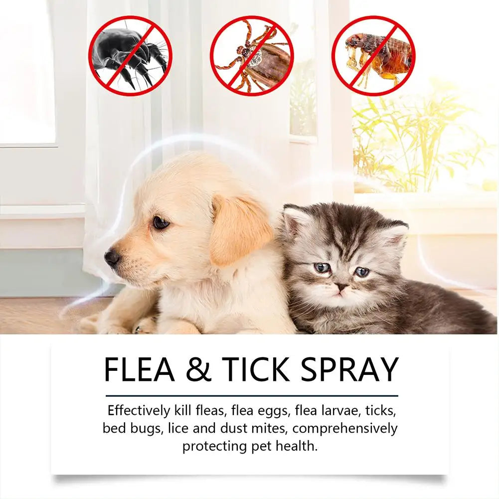 Pet Flea & Tick Spray for Dogs Cats 100ml Flea Killer Itching Relief Insect Repellent Mite Lice Mosquitoes Killer Pet Skin Care