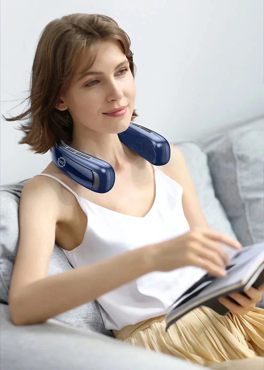 Portable Neck Fan Smart Digital Display USB Rechargeable Outdoors Bladeless Silent Cooling Neck Fan For Summer Sport