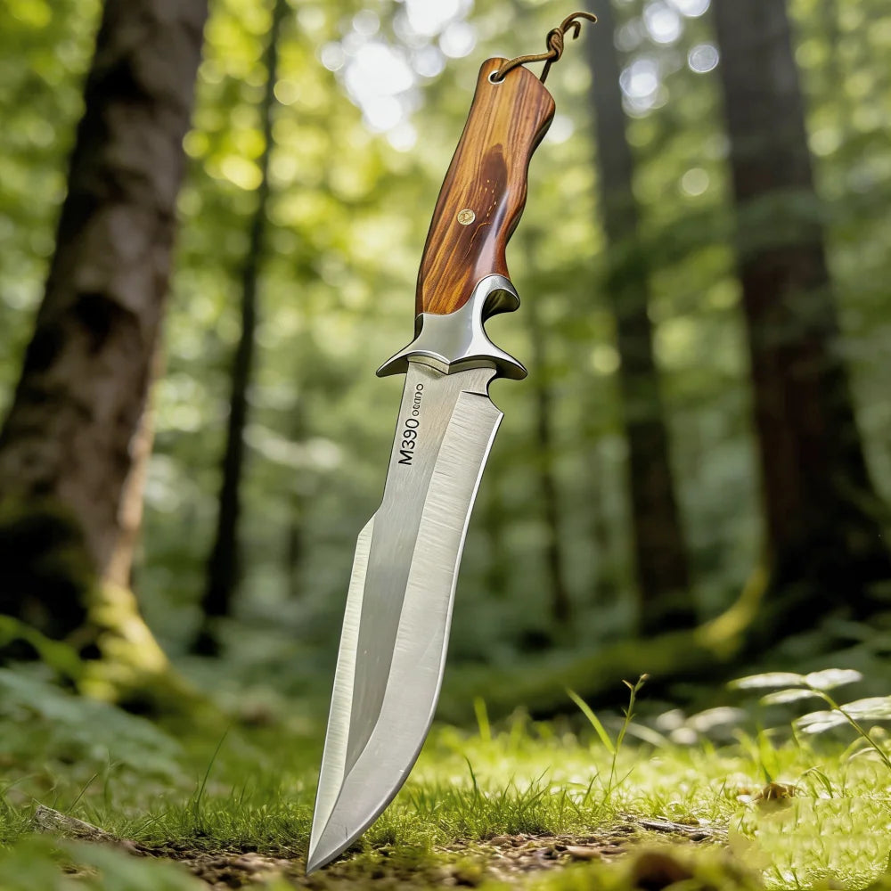 Handmade Forged High Carbon Steel Hunting Knife with Rosewood Handle – Outdoor Camping, Bushcraft, Survival, EDC F