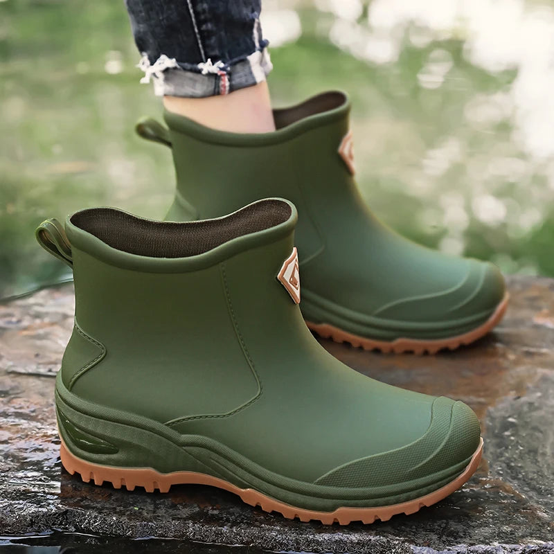 Men's & Woman's Rain Boots Outdoor Wear-Resistant Mountaineering Fishing Non-Slip Short-Tube Waterproof Water Shoes Rain Boots