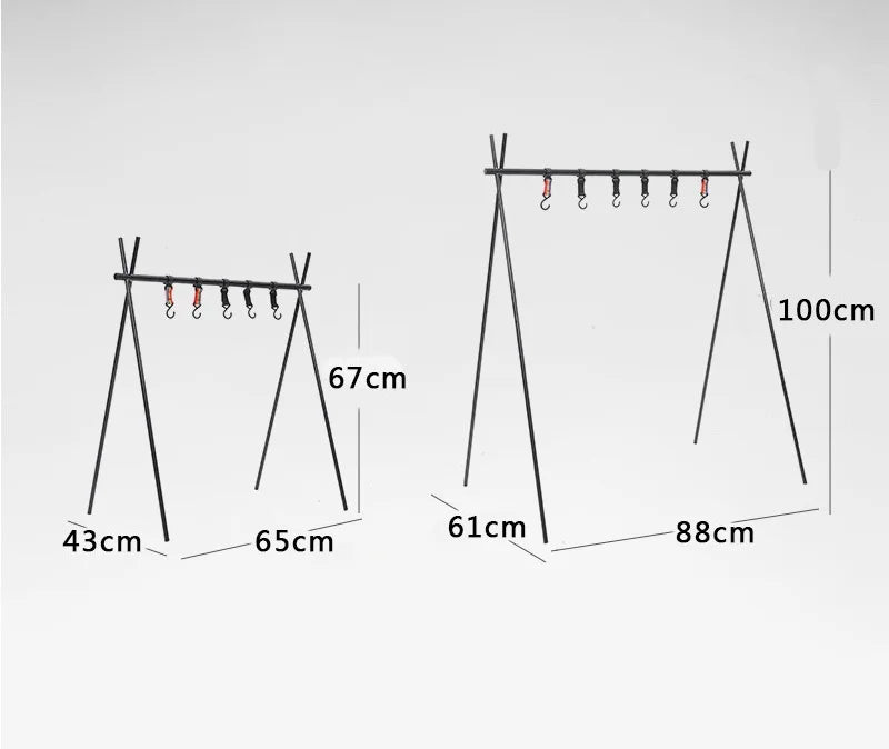 Outdoor Folding Hanging Rack, Camping Cookware and Tableware Storage Hook Rack for Outdoor Hiking, Picnic