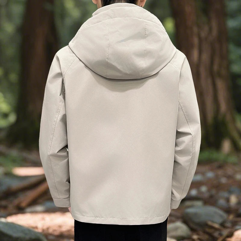 Men's Hiking Jacket Waterproof Hooded Zip Up Jacket Lightweight Spring and Autumn Outerwear Coats Men Camping Trekking Clothes
