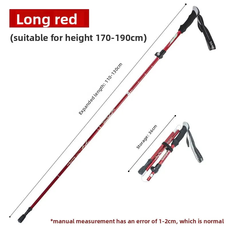Ultra-Lightweight Aluminum Alloy Folding Hiking Stick Short Retractable Outdoor Hand Walking Stick for Camping And Travel