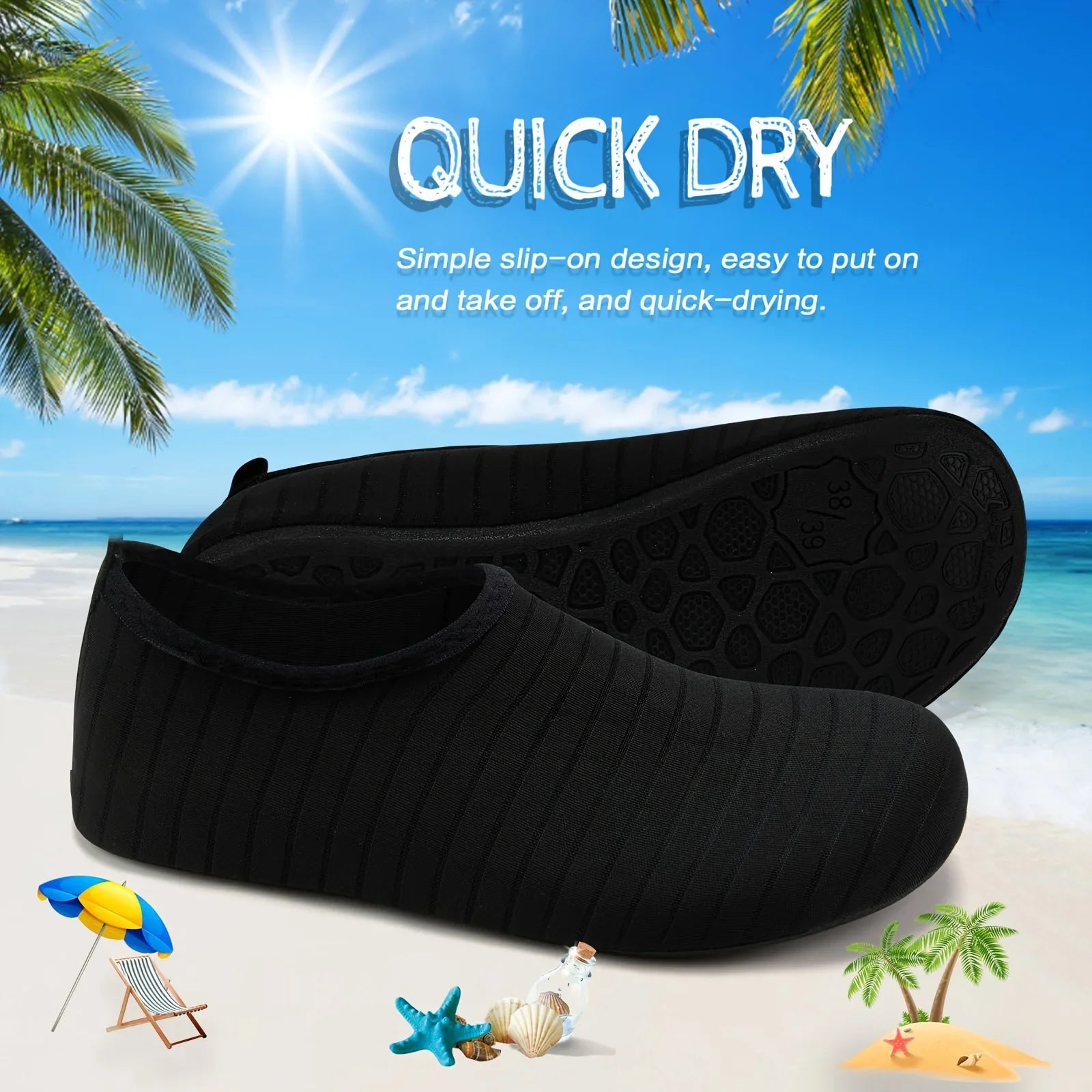 1Pair Water Shoes Women Men Barefoot Socks Anti-Slip Quick-Dry Beach Swim Water Sports Shoes Summer Casual Sports Water Sneakers