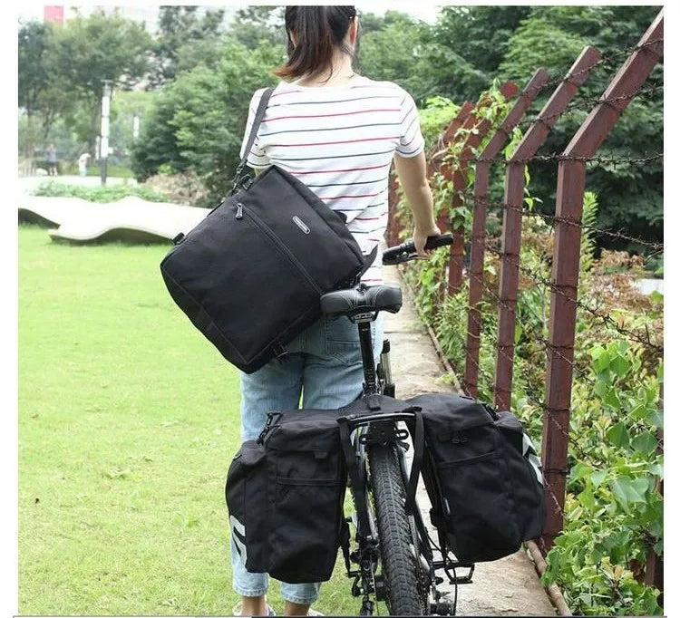 37L Large Capacity Double Side Bike Carrier Rack Bag 3 In 1 Waterproof Road Bicycle Luggage Pannier Rear Pack Seat Trunk Bag