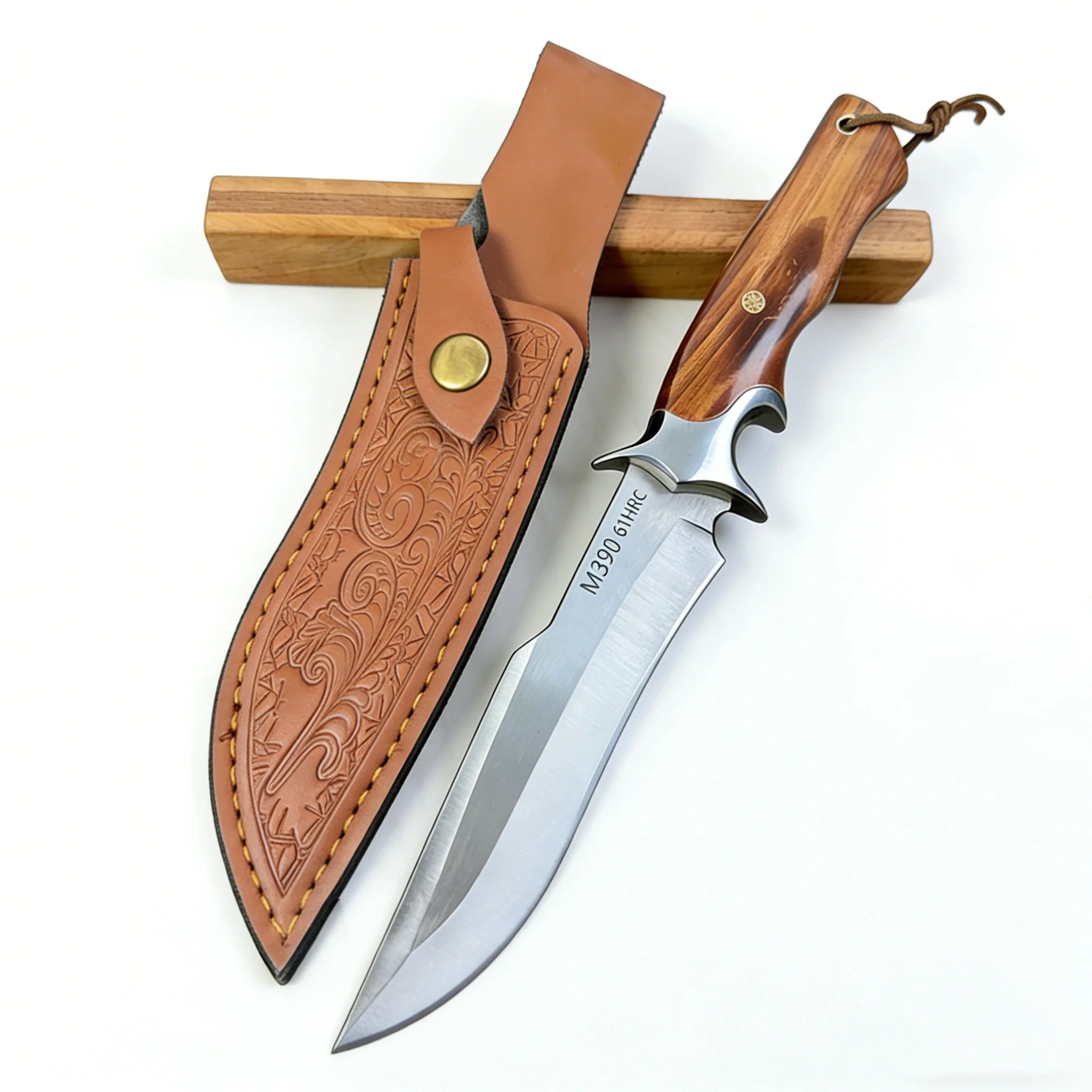 Handmade Forged High Carbon Steel Hunting Knife with Rosewood Handle – Outdoor Camping, Bushcraft, Survival, EDC F