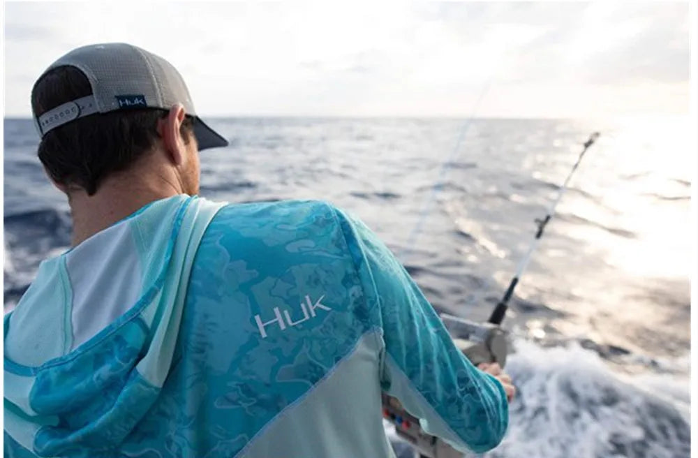 Summer Fishing Shirts HUK Long Sleeve Hooded Fishing Clothing Men's Upf 50+ Jerseys Breathabble Fishing T-shirts Camisa De Pesca