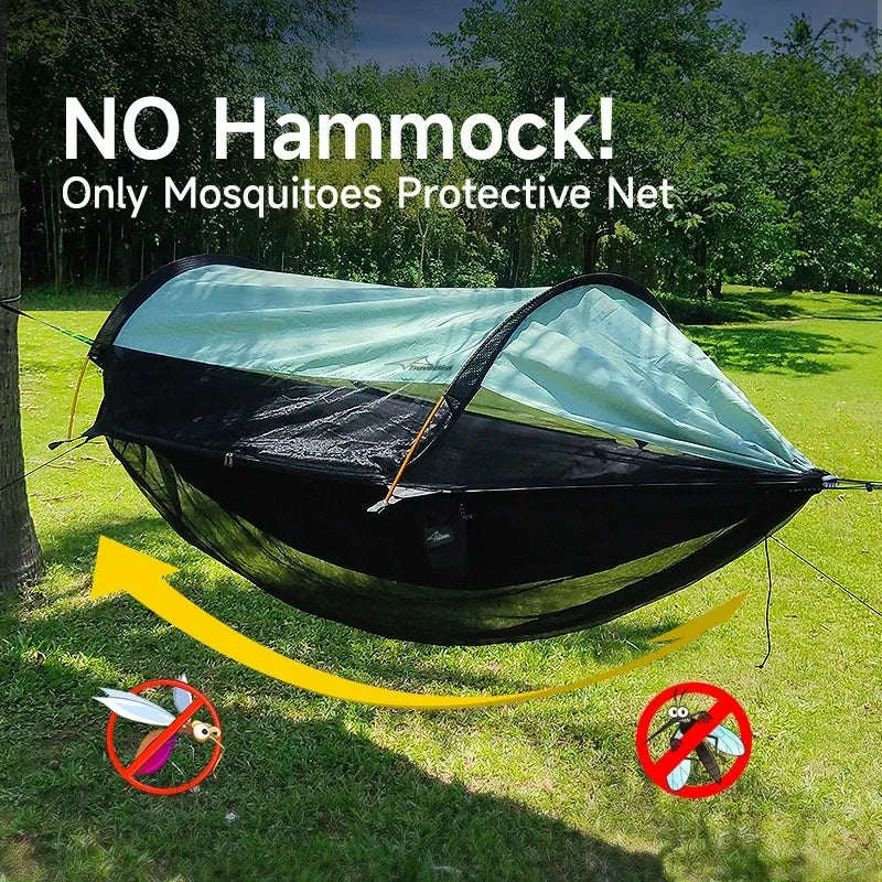 Traveler Hammock with Bottom Mosquito Net Removable Mesh Camping Hammock Quick Setup Anti-Mosquito Net for Outdoor Hiking
