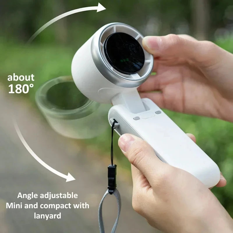 Summer Hanging Neck Fan Outdoor 180 Degree Folding Desktop Mini Fan Hand-held Folding High-speed Powerful Turbo Portable Fans