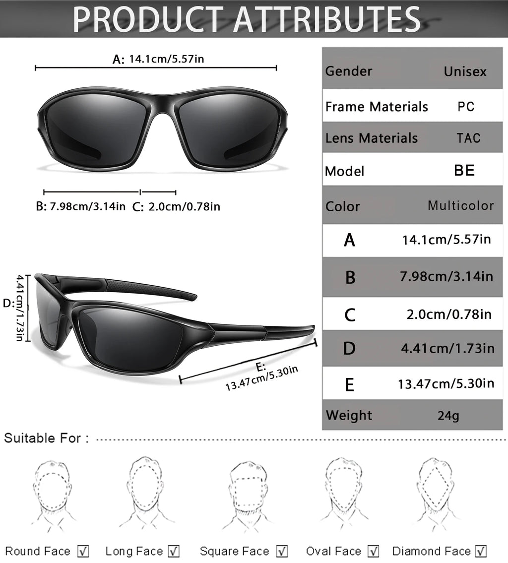 Polarized Fishing Sunglasses Men And Women Sports Colorful Glasses with UV protection for Outdoor Running, Hiking, Cycling