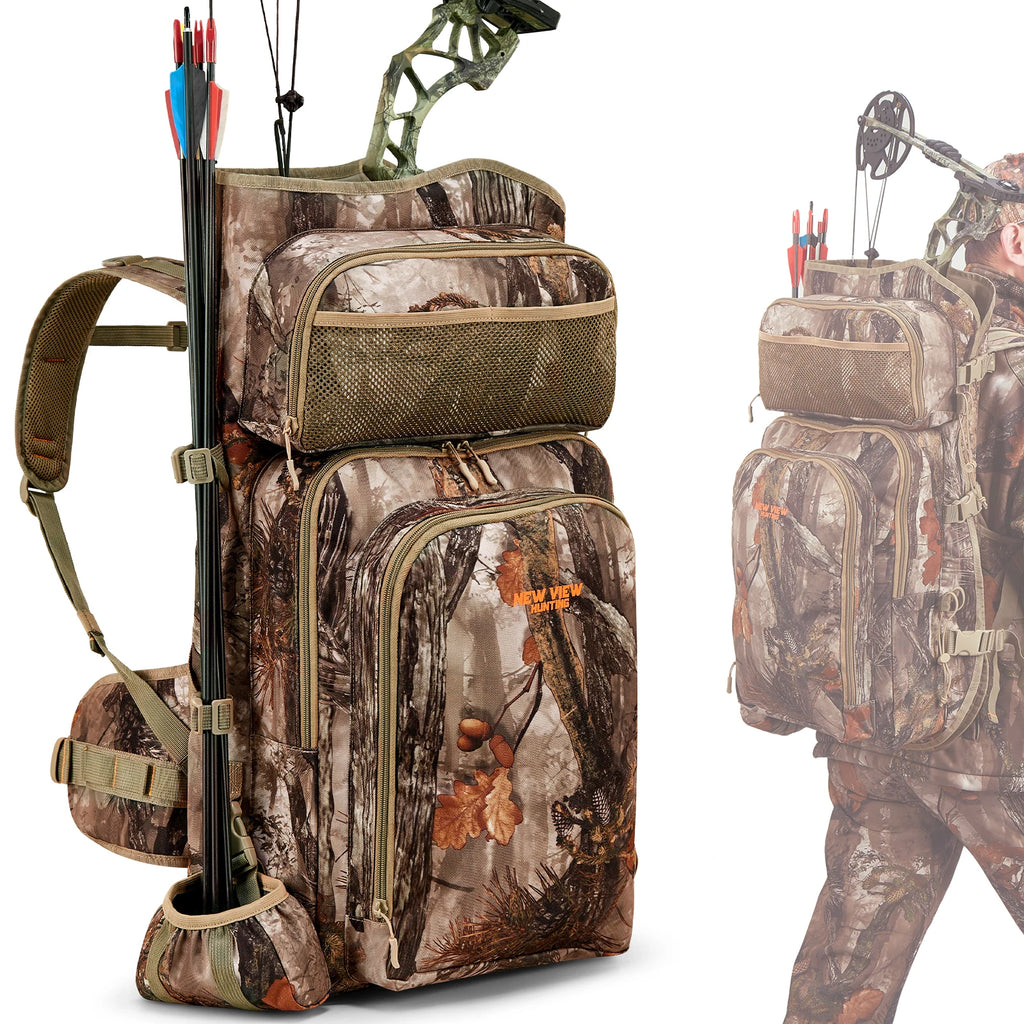 Camo Bow Hunting Backpack for Men，Saddle Hunting Back Pack with Bow Holder, Elk and Deer Hunting Bag
