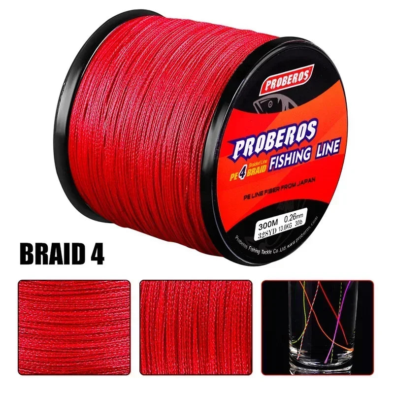 Fishing Line 300M, Durable Dyneema Material, Grey/Yellow/Blue/Green/Red, for Sea Fishing and Rock Fishing Main Line