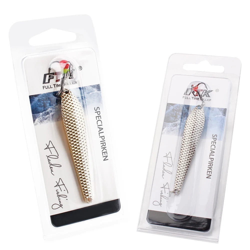 FTK 55mm 70mm Ice Fishing Lure Jigs Spoon 5g/12g Balancers Hard Fishing Bait With Treble Hook for Winter Pesca Fishing Tackle