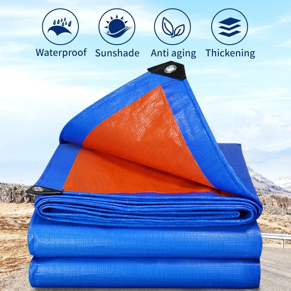 Tarpaulin Awning Durable Tarp Rectangle Sun Shade Patio Sunrays UV Block Waterproof Rain Cover Camping Outdoor Facility Backyard