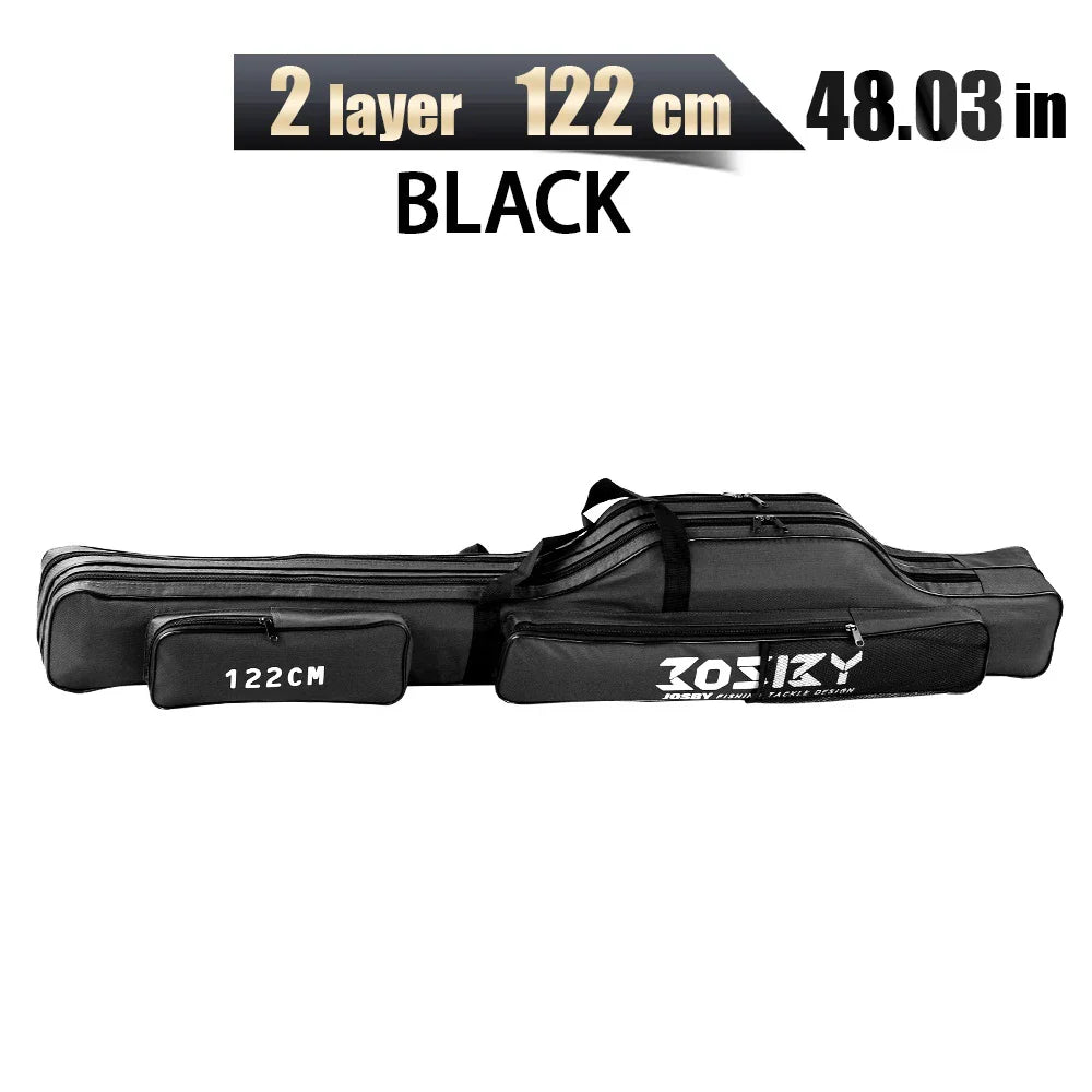 Portable Foldable Fishing Rod Bag Case - Waterproof Oxford Rod Carrier with Reel Storage, 122 / 152 / 182 cm (48 / 60 / 72 in)