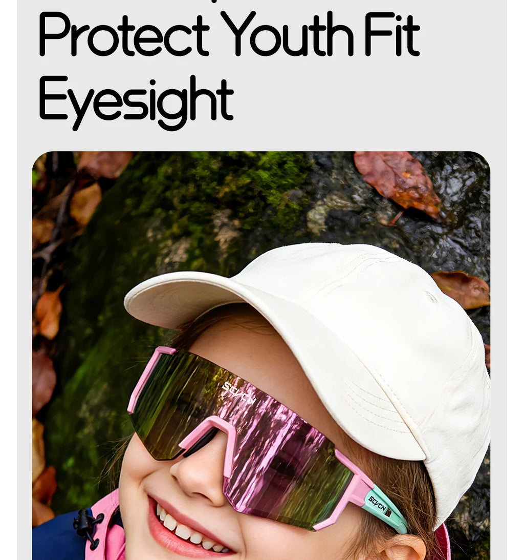 SCVCN Children Sports Glasses Kids Road Bikes Cycling Eyewear Photochromic UV400 Goggles Outdoor Cycling Teenager Sunglasses