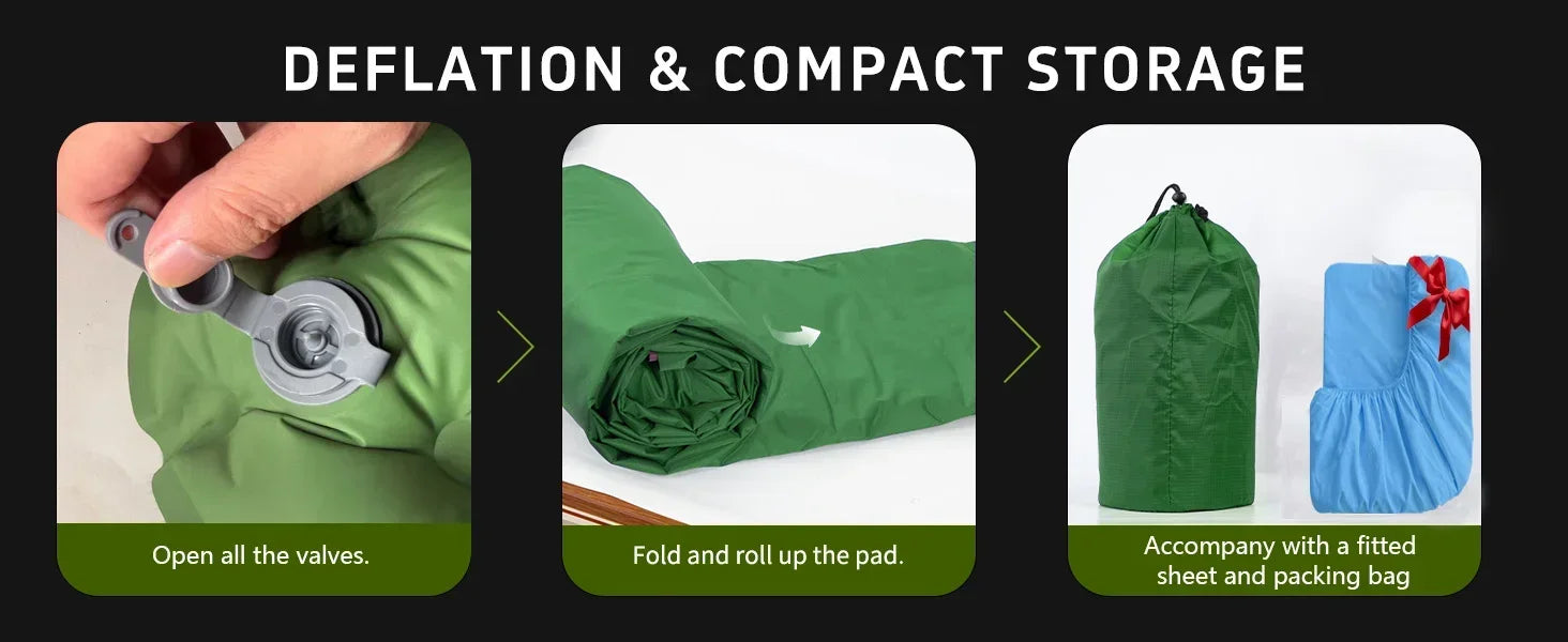 Double Air Mattress with Built-in Pillow Pump Outdoor Sleeping Mattress Camping Air Mattress for Backpacking