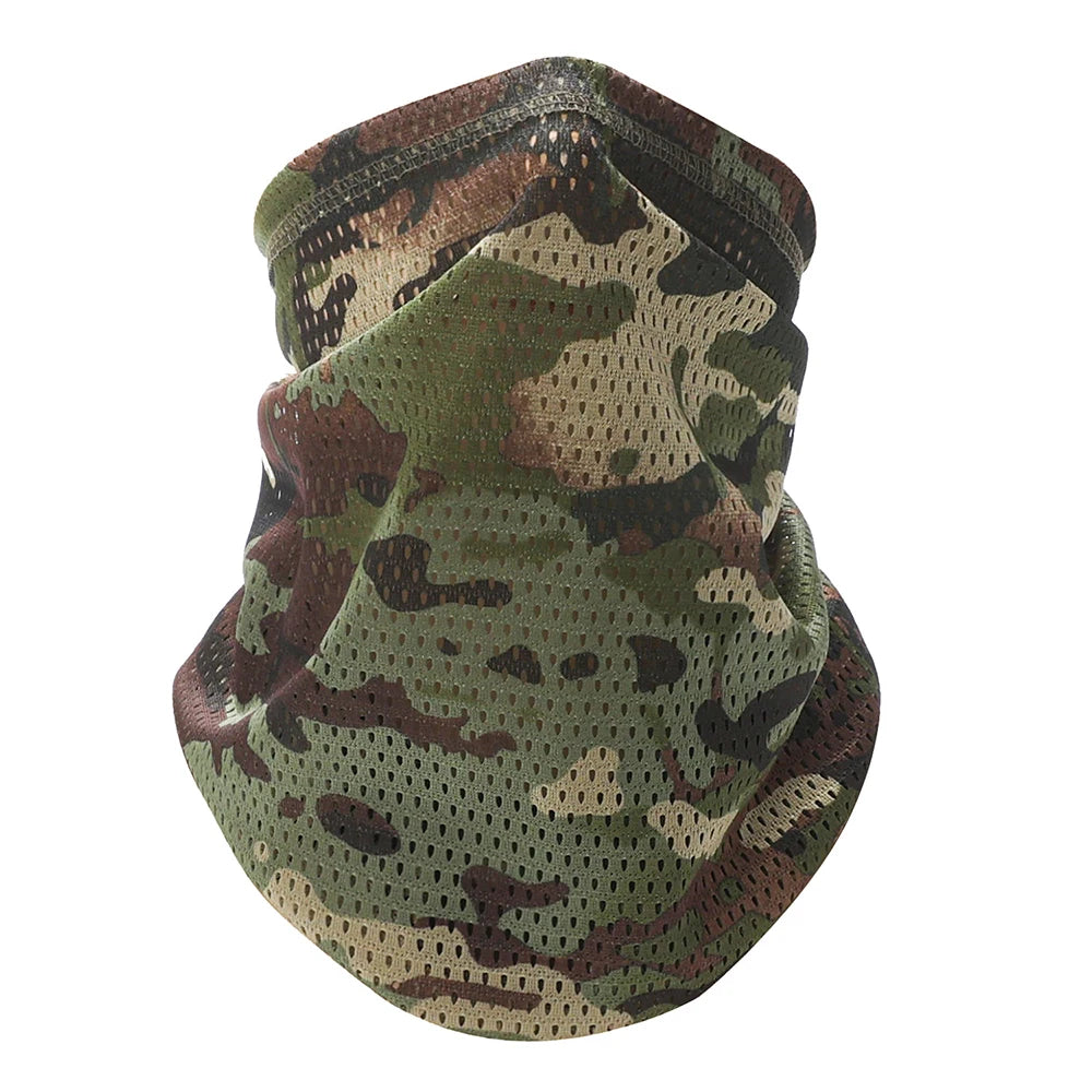 Camouflage Windproof Neck Gaiter Scarf Outdoor Sports Half Face Mask Running Skiing Cycling Bandana Breathable Motorcycle Mask