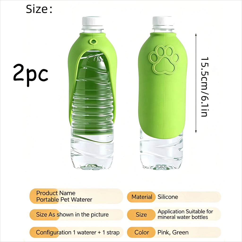2pc Outdoor Water Drinking Tool for Walking Dogs! Can be paired with mineral water bottles. Food grade silicone for daily walks.