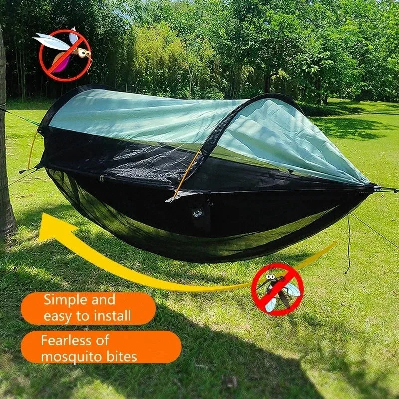 Traveler Hammock with Bottom Mosquito Net Removable Mesh Camping Hammock Quick Setup Anti-Mosquito Net for Outdoor Hiking