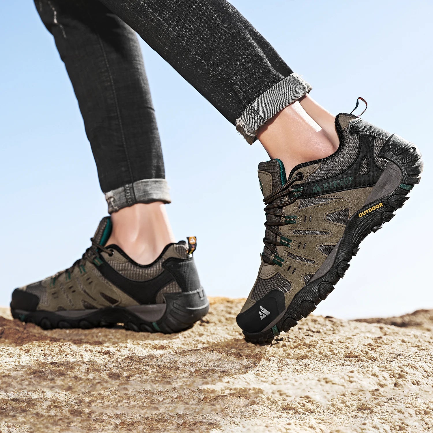 Men's Hiking Shoes Suede Leather Outdoor Shoes Wear-resistant Men Trekking Walking Hunting Tactical Sneakers