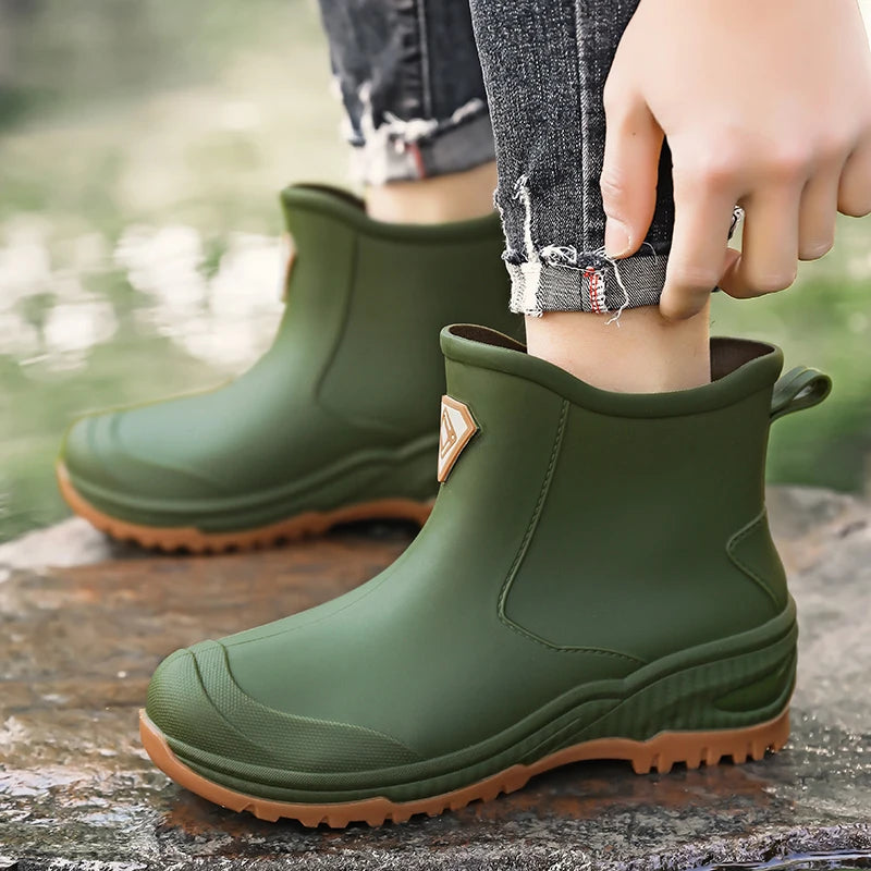 Men's & Woman's Rain Boots Outdoor Wear-Resistant Mountaineering Fishing Non-Slip Short-Tube Waterproof Water Shoes Rain Boots