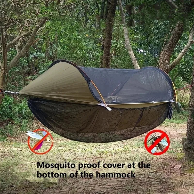 Traveler Hammock with Bottom Mosquito Net Removable Mesh Camping Hammock Quick Setup Anti-Mosquito Net for Outdoor Hiking