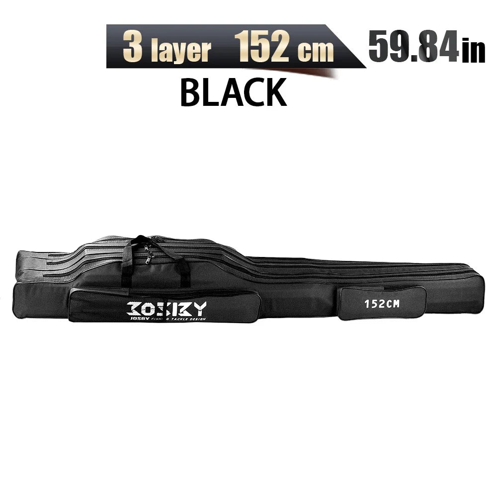 Portable Foldable Fishing Rod Bag Case - Waterproof Oxford Rod Carrier with Reel Storage, 122 / 152 / 182 cm (48 / 60 / 72 in)