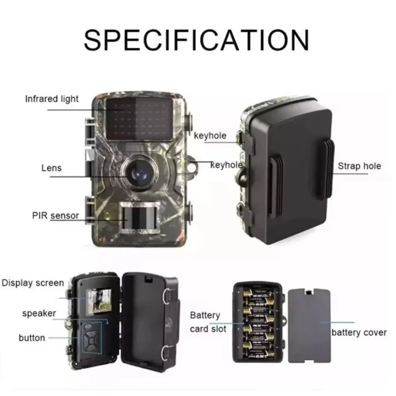 Hunting Trail Camera 16MP 1080P 940nm Infrared Night Vision Motion Activated Trigger Security Cam Outdoor Wildlife Photo Traps