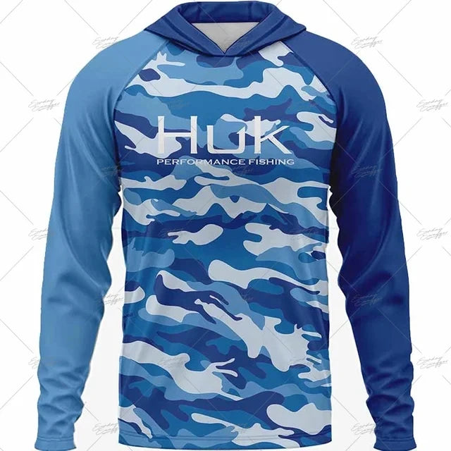 Summer Fishing Shirts HUK Long Sleeve Hooded Fishing Clothing Men's Upf 50+ Jerseys Breathabble Fishing T-shirts Camisa De Pesca