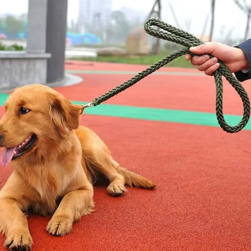Large Dog Leash Nylon Braided Traction Rope Pet Walking Thick Hand Rope For Bulldog Rottweiler Hound Dogs Accessories