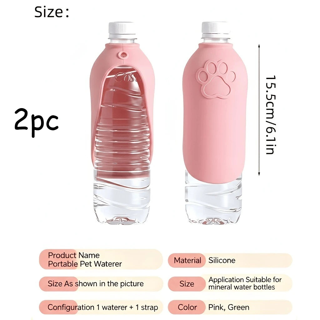 2pc Outdoor Water Drinking Tool for Walking Dogs! Can be paired with mineral water bottles. Food grade silicone for daily walks.