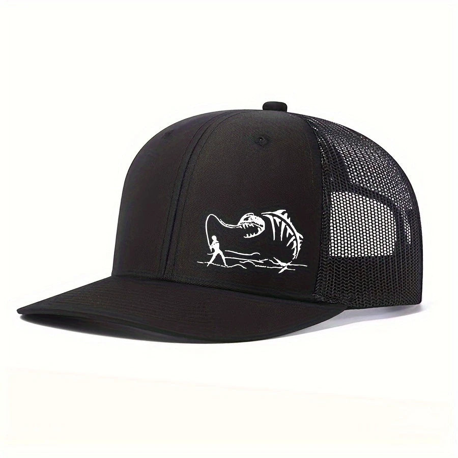 Fishing printed net hat truck driver micro curved eared hip hop male duck hat suitable for fishing and mountaineering lovers