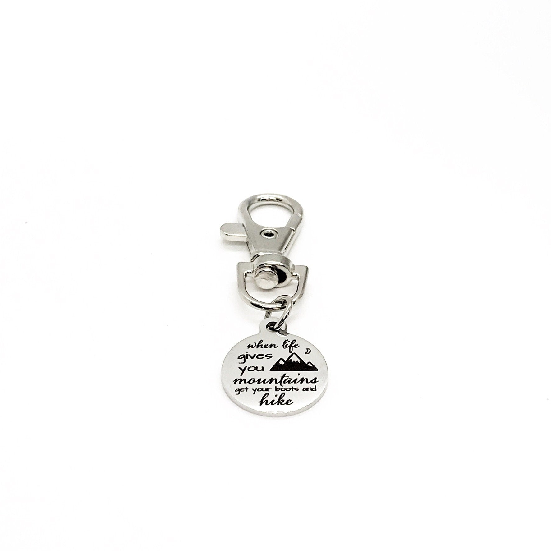 Motivating Gift, When Life Gives You Mountains, Get Your Boots And Hike Charm, Encouragement Gift, Motivating Quote, Encouraging Quote
