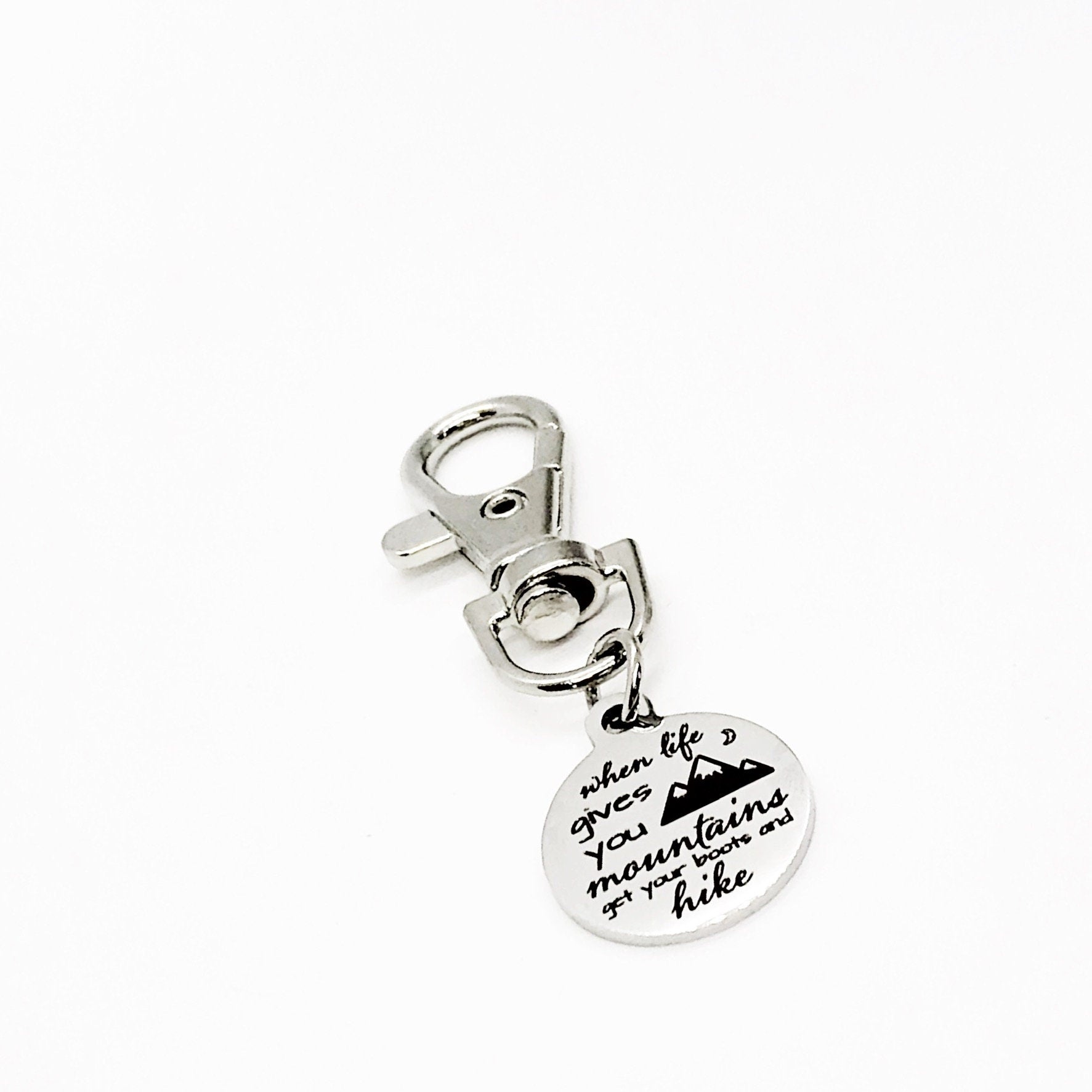 Motivating Gift, When Life Gives You Mountains, Get Your Boots And Hike Charm, Encouragement Gift, Motivating Quote, Encouraging Quote