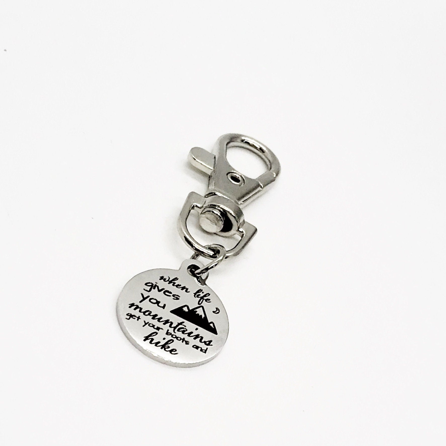Motivating Gift, When Life Gives You Mountains, Get Your Boots And Hike Charm, Encouragement Gift, Motivating Quote, Encouraging Quote